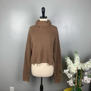 RtA Beau Desert Sand Turtleneck Knit Sweater Large